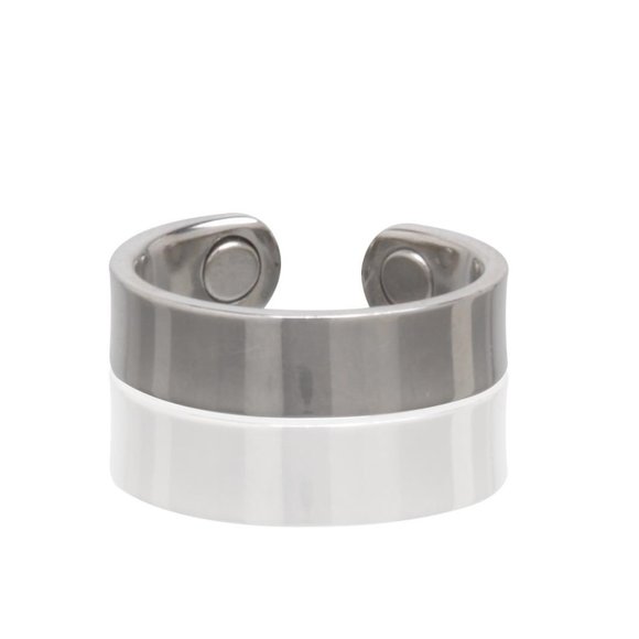Magnetic Plain Smooth Silver Ring - Pain Therapy Energy Ring - Picture 1 of 1